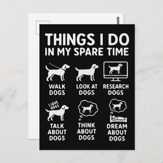 Things I Do In My Spare Time Dogs Funny Briefkaart (Voorkant / Achterkant)