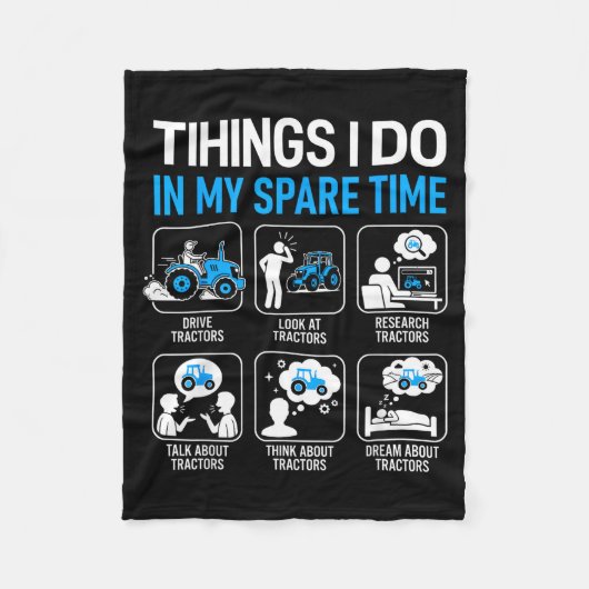 Things I Do In My Spare Time Farmer Tractors Farmi Fleece Deken (Voorkant)