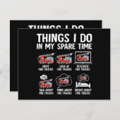 Things I Do In My Spare Time Fire Trucks Firefight Bedankkaart (Voorkant / Achterkant)
