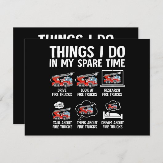 Things I Do In My Spare Time Fire Trucks Firefight Bedankkaart (Voorkant / Achterkant)