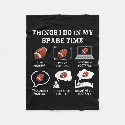 Things I Do In My Spare Time Football Lover Funny  Fleece Deken (Voorkant)