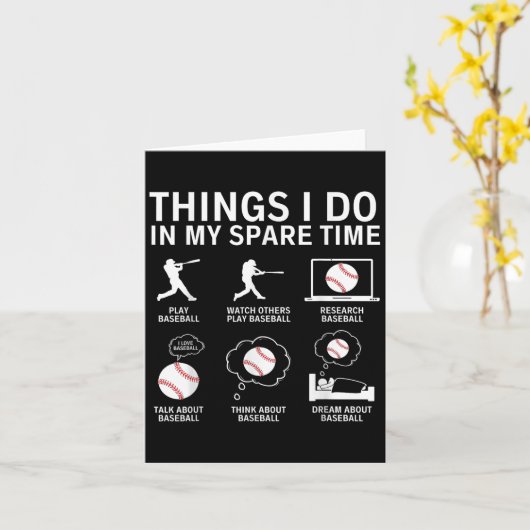 Things I Do In My Spare Time Funny Baseball Player Kaart (Gele Bloem)