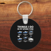 Things I Do In My Spare Time Funny Boating Boat En Sleutelhanger (Voorkant)