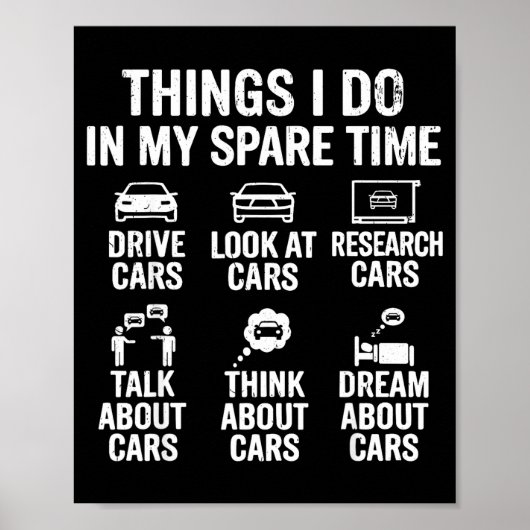 Things I Do In My Spare Time Funny Car Lovers For Poster (Voorkant)
