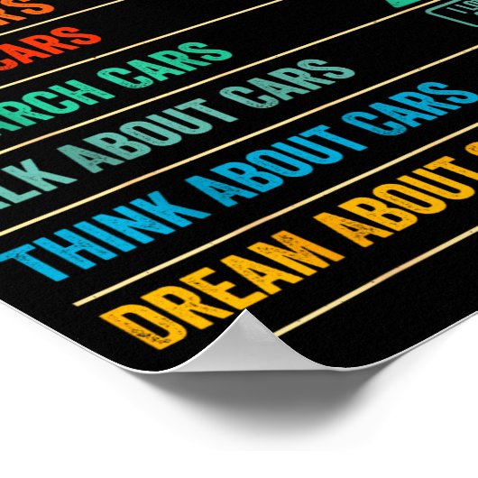 Things I Do In My Spare Time Funny Car Lovers Poster (Hoek)