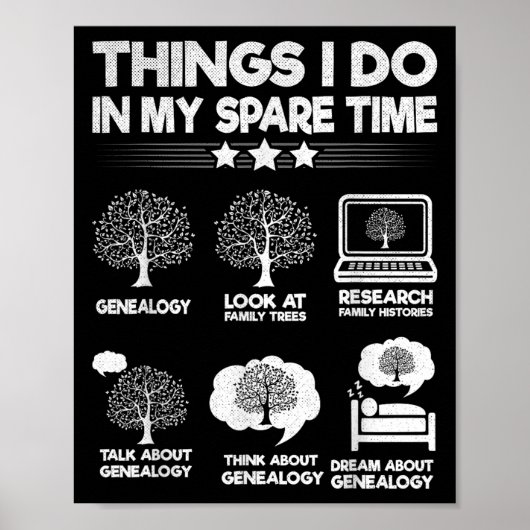 Things I Do In My Spare Time Funny Genealogy  Poster (Voorkant)