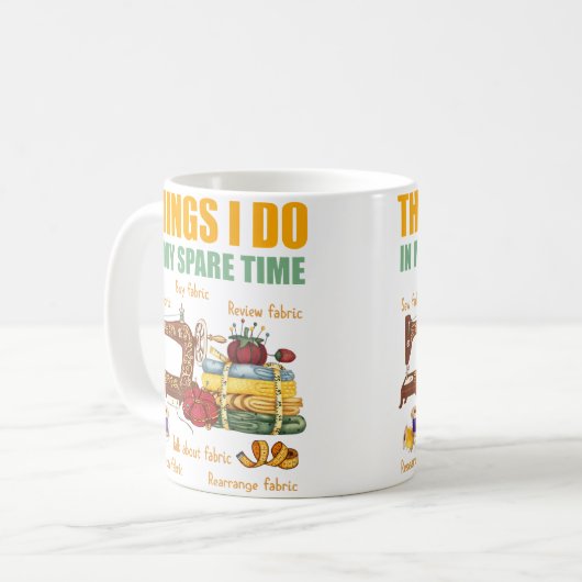 Things I Do In My Spare Time Funny Quilter Sewing Koffiemok (Voorkant links)