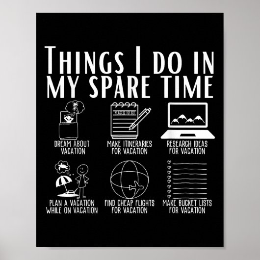 Things I Do In My Spare Time Funny Travel Adventur Poster (Voorkant)