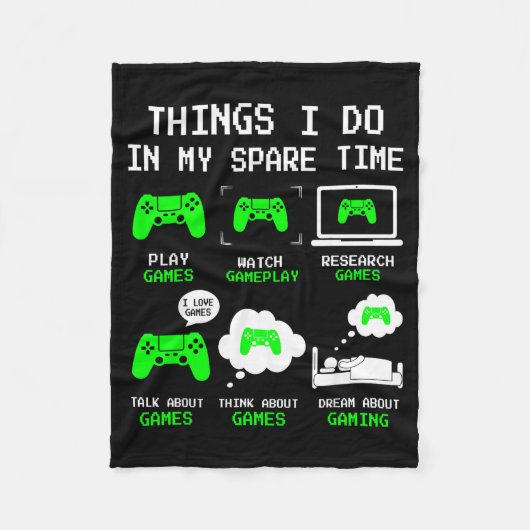 Things I Do In My Spare Time Gaming Funny Gamer Bo Fleece Deken (Voorkant)