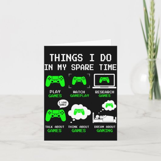 Things I Do In My Spare Time Gaming Funny Gamer Bo Kaart (Voorkant)