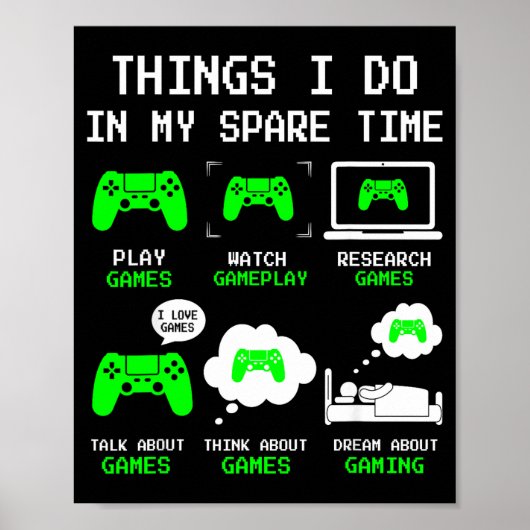 Things I Do In My Spare Time Gaming Funny Gamer Bo Poster (Voorkant)