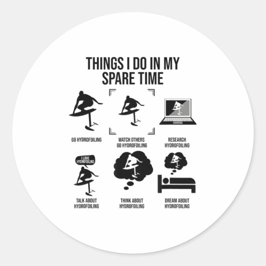 Things I Do In My Spare Time - Hydrofoiling  Ronde Sticker (Voorkant)