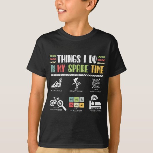 Things I Do In My Spare Time - MTB Mountain Bike T-shirt (Voorkant)