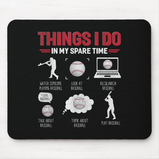 Things I Do In My Spare Time Shirt Funny Baseball  Muismat (Voorkant)