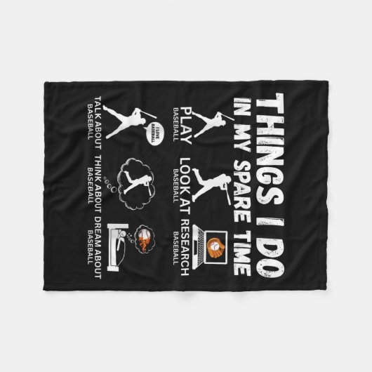 Things I Do Spare Time Baseball Funny Player Men W Fleece Deken (Voorkant (Horizontaal))