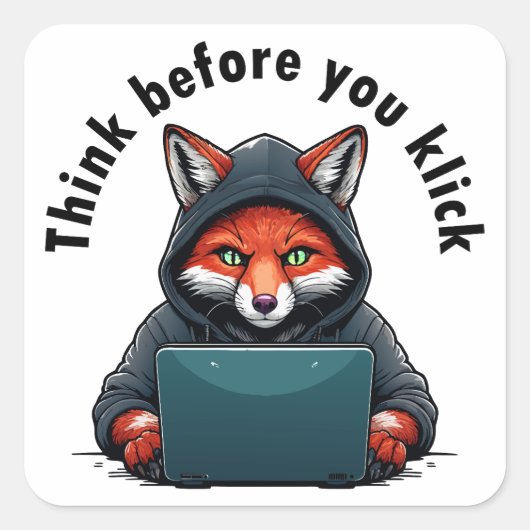 Think before you click - Cyber Security Vierkante Sticker (Voorkant)