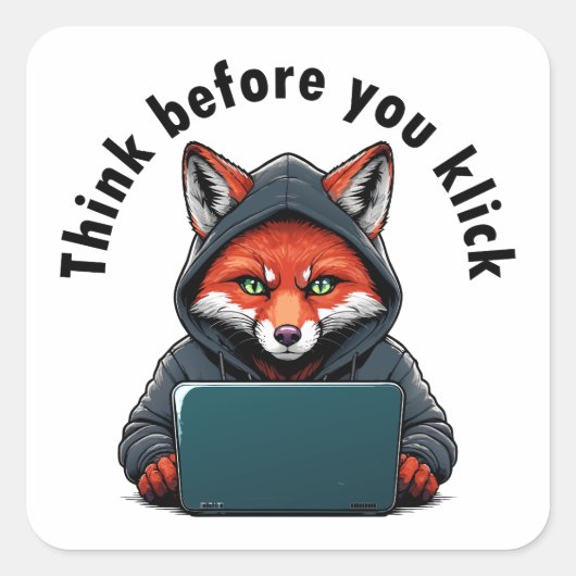 Think before you click - Cyber Security Vierkante Sticker (Voorkant)