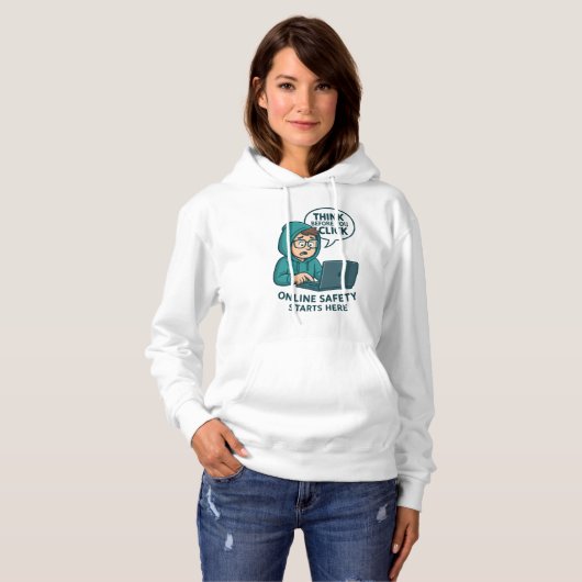Think Before You Click - Online Safety Awareness Hoodie (Voorkant volledig)