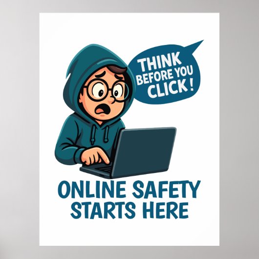 Think Before You Click - Online Safety Awareness Poster (Voorkant)
