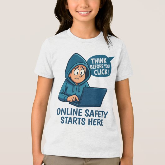 Think Before You Click - Online Safety Awareness Tri-Blend Shirt (Voorkant)