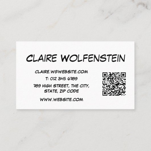 Think Bubble QR Code Fun Comic Book Blue Visitekaartje (Achterkant)