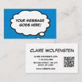 Think Bubble QR Code Fun Comic Book Blue Visitekaartje (Voorkant / Achterkant)