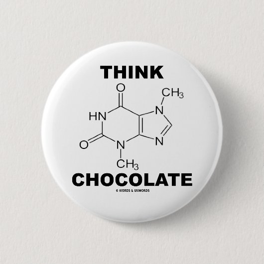 Think Chocolate (Theobromine-molecuulchemie) Ronde Button 5,7 Cm (Voorkant)