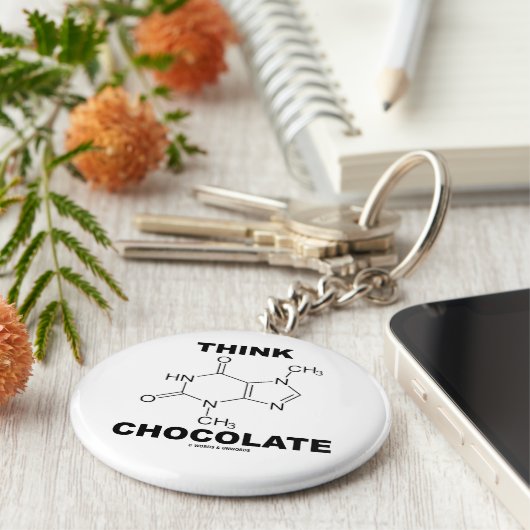 Think Chocolate (Theobromine-molecuulchemie) Sleutelhanger (Zijkant)