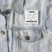 Think Chocolate (Theobromine-molecuulchemie) Vierkante Button 5,1 Cm (In situ)
