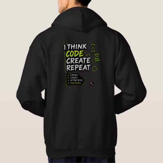 Think Code Create Repeat Hoodie (Achterkant)