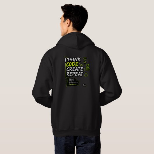 Think Code Create Repeat Hoodie (Achterkant volledig)