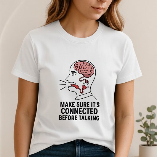 Think First & Talk Less Tee; Cute Conscious Brain T-shirt