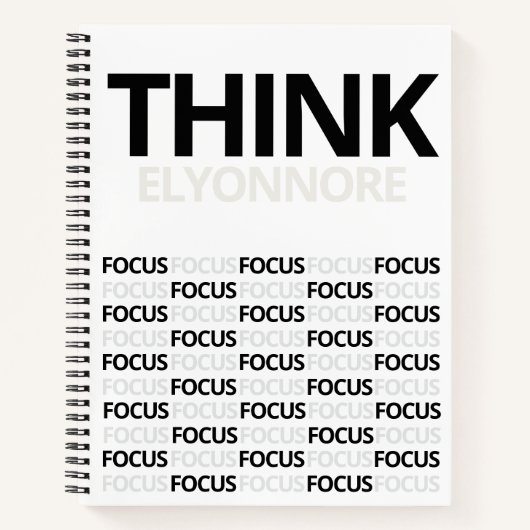 Think Focus - Modern Black And White Typography Notitieboek (Voorkant)