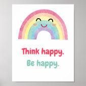 Think Happy Be Happy, Positive Mindset Kinder prin Poster (Voorkant)