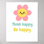 Think Happy Be Happy, Positive Mindset Kinder prin Poster (Voorkant)