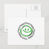 Think Happy (groene neonuitgave) Briefkaart (Voorkant / Achterkant)