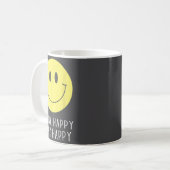Think Happy Stay Happy Motivation Quote Yellow Smi Koffiemok (Voorkant links)