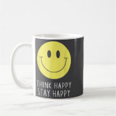 Think Happy Stay Happy Motivation Quote Yellow Smi Koffiemok (Links)