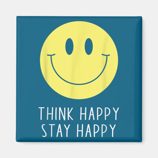 Think Happy Stay Happy Motivation Quote Yellow Smi Magneet (Voorkant)