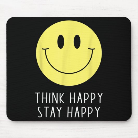Think Happy Stay Happy Motivation Quote Yellow Smi Muismat (Voorkant)
