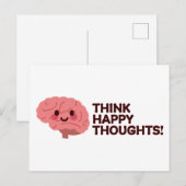 Think Happy Thoughts – Glimlachend hersenontwerp Feestdagenkaart (Voorkant / Achterkant)