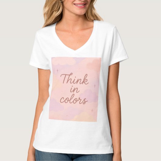 Think in Colors – Pastel Aesthetic Motivational T-shirt (Voorkant)