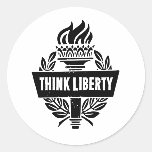 Think Liberty - Torch Logo - Witte Sticker (Voorkant)