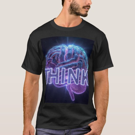 THINK Neon Brain Cadeau - AI Tech Programmeur Mok T-shirt (Voorkant)