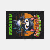 Think Noodles - Mmm Noodles Kawaii Ninja Cat Funny Fleece Deken (Voorkant (Horizontaal))