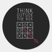 Think Outside The Box _ Tic Tac Toe _ Funny Sy Ner Ronde Sticker (Voorkant)