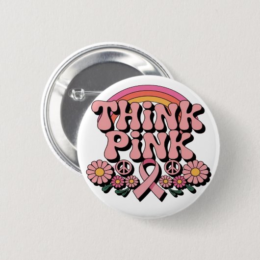 Think Pink Breast Cancer Awareness Design Button (Voorkant /achterkant)