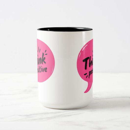 Think Positive – Bold Motivational Mug Tweekleurige Koffiemok (Center)