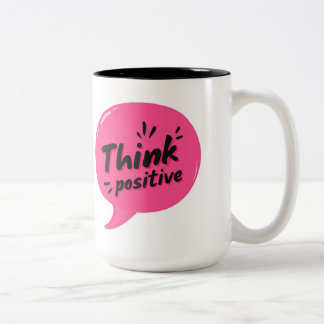 Think Positive – Bold Motivational Mug Tweekleurige Koffiemok