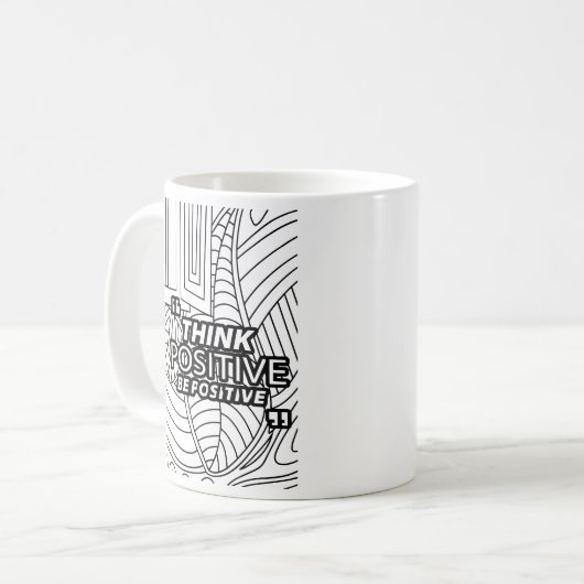 Think Positive – Motivational Line Art Mug Koffiemok (Voorkant links)